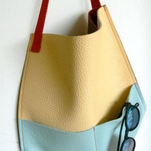 NFS Color Block Leather Shopper w/ Front Pockets